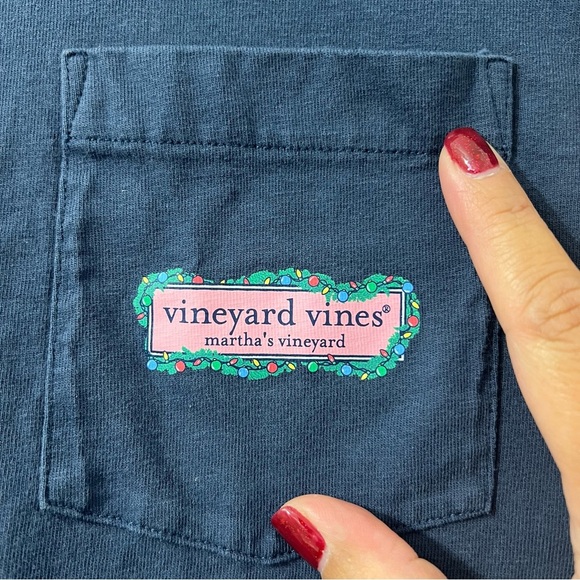 Vineyard Vines Men’s M Blue Crew Neck Martha’s Vineyard Cotton Long Sleeve Shirt - Picture 2 of 7